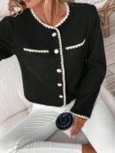 Chaqueta Corta de Punto con Ribete Bicolor