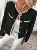 Chaqueta Corta de Punto con Ribete Bicolor