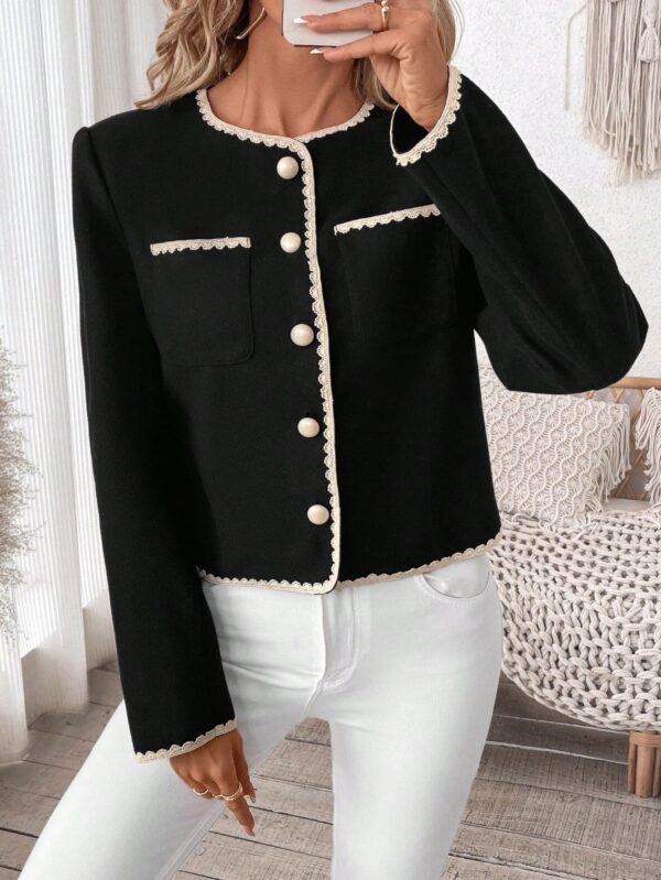Chaqueta Corta de Punto con Ribete Bicolor - Image 6