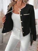 Chaqueta Corta de Punto con Ribete Bicolor