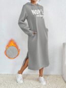 Vestido Sudadera con Capucha y Estampado de Letras