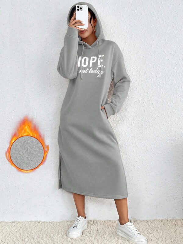 Vestido Sudadera con Capucha y Estampado de Letras - Image 51