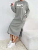 Vestido Sudadera con Capucha y Estampado de Letras