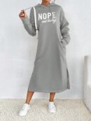 Vestido Sudadera con Capucha y Estampado de Letras