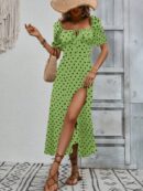 Vestido Largo Boho Floral con Nudo y Abertura en Pierna
