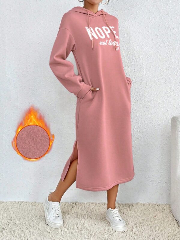 Vestido Sudadera con Capucha y Estampado de Letras - Image 24