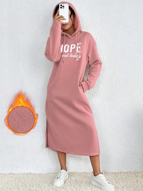 Vestido Sudadera con Capucha y Estampado de Letras - Image 29
