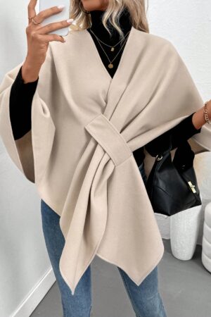 Chaqueta Capa Casual de Color Sólido para Otoño e Invierno