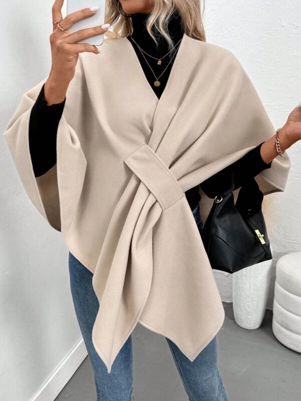 Chaqueta Capa Casual de Color Sólido para Otoño e Invierno