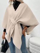 Chaqueta Capa Casual de Color Sólido para Otoño e Invierno