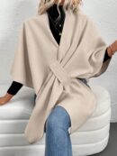 Chaqueta Capa Casual de Color Sólido para Otoño e Invierno