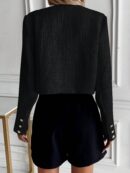 Chaqueta Tweed Color Sólido para Uso Diario