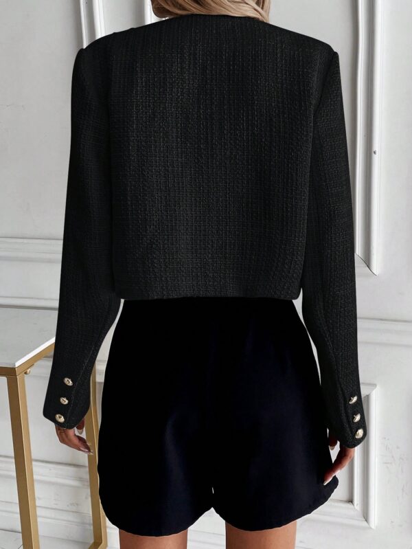 Chaqueta Tweed Color Sólido para Uso Diario - Image 15
