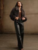 Chaqueta Casual con Cuello Peludo y Cierre