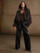 Chaqueta Casual con Cuello Peludo y Cierre