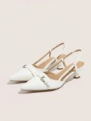 Zapatos de Tacón Gatito en Charol con Punta Afilada y Espalda Abierta