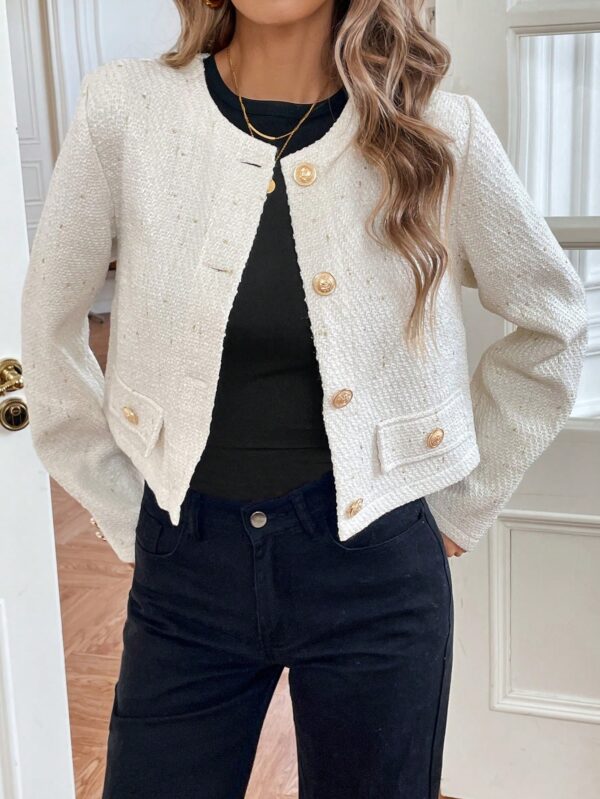 Chaqueta Corta de Tweed con Botones Metálicos - Image 3