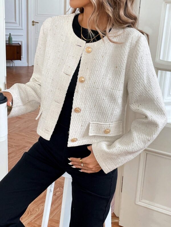Chaqueta Corta de Tweed con Botones Metálicos - Image 5