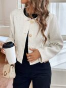 Chaqueta Corta de Tweed con Botones Metálicos