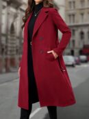 Sobretodo Elegante de Color Sólido con Botones Dobles y Cinturón