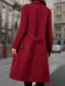 Sobretodo Elegante de Color Sólido con Botones Dobles y Cinturón