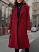 Sobretodo Elegante de Color Sólido con Botones Dobles y Cinturón