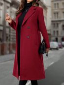 Sobretodo Elegante de Color Sólido con Botones Dobles y Cinturón