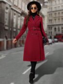 Sobretodo Elegante de Color Sólido con Botones Dobles y Cinturón