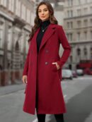 Sobretodo Elegante de Color Sólido con Botones Dobles y Cinturón