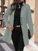 Chaqueta de Lana con Cuello Alto y Entallada para Mujer