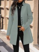 Chaqueta de Lana con Cuello Alto y Entallada para Mujer