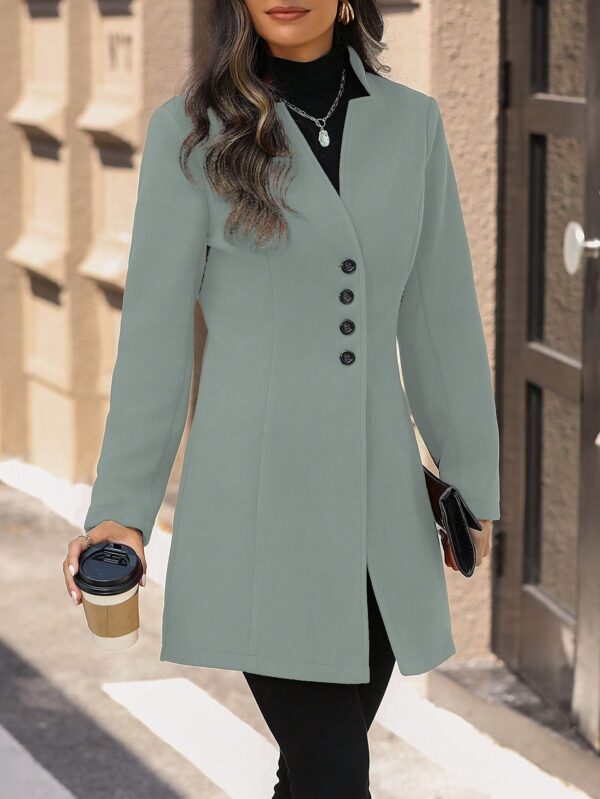 Chaqueta de Lana con Cuello Alto y Entallada para Mujer - Image 74