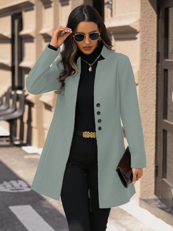 Chaqueta de Lana con Cuello Alto y Entallada para Mujer - Image 75