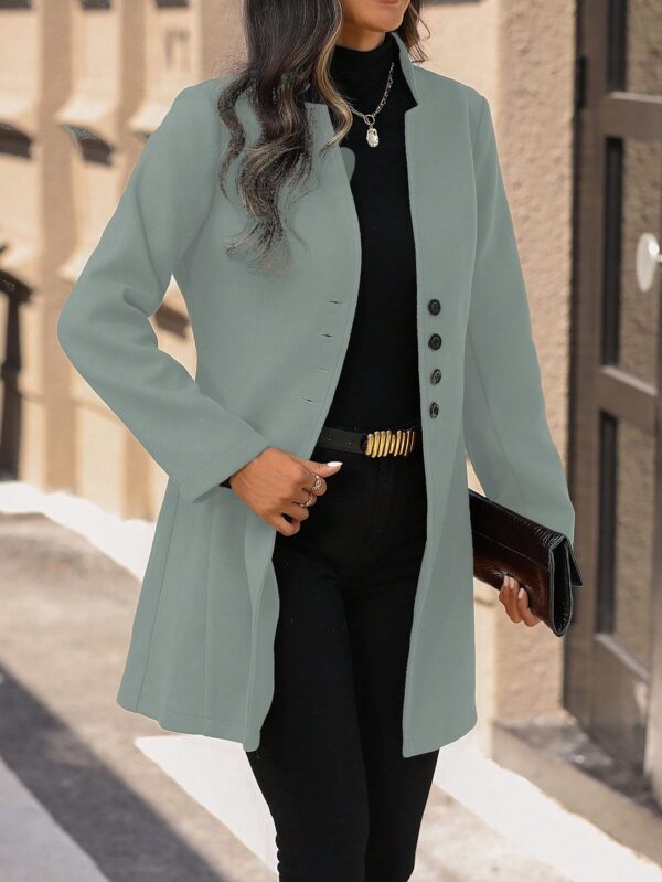 Chaqueta de Lana con Cuello Alto y Entallada para Mujer - Image 77