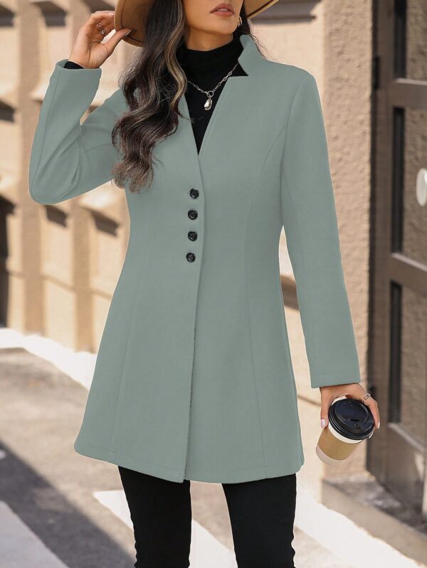 Chaqueta de Lana con Cuello Alto y Entallada para Mujer - Image 78