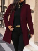 Chaqueta de Lana Casual para Vacaciones con Cuello Mini