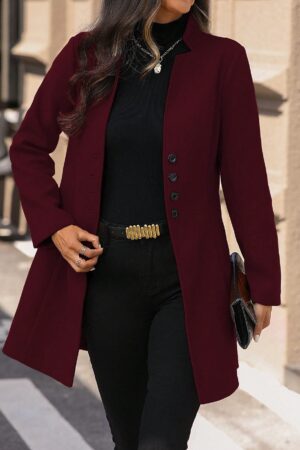 Chaqueta de Lana Casual para Vacaciones con Cuello Mini