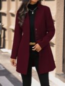 Chaqueta de Lana Casual para Vacaciones con Cuello Mini