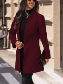 Chaqueta de Lana Casual para Vacaciones con Cuello Mini