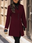 Chaqueta de Lana Casual para Vacaciones con Cuello Mini