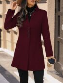 Chaqueta de Lana Casual para Vacaciones con Cuello Mini