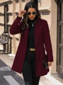 Chaqueta de Lana Casual para Vacaciones con Cuello Mini