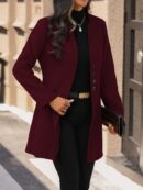 Chaqueta de Lana Casual para Vacaciones con Cuello Mini