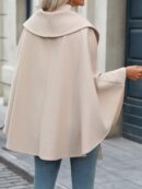Capa Elegante de Color Sólido con Cinturón y Cuello Alto