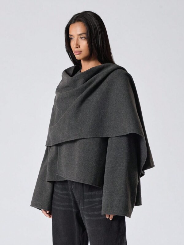 Poncho Abrigo Capa Liso Minimalista para Otoño/Invierno - Image 3