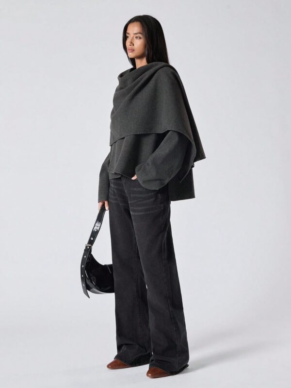 Poncho Abrigo Capa Liso Minimalista para Otoño/Invierno