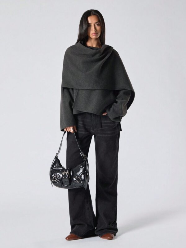 Poncho Abrigo Capa Liso Minimalista para Otoño/Invierno - Image 4