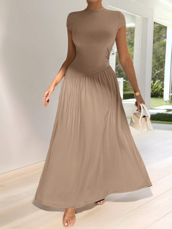 Vestido Midi Asimétrico A-Line Elegante y Simple con Cuello Alto - Image 35