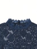 Blusa Elegante de Encaje con Cuello Alto y Manga Larga
