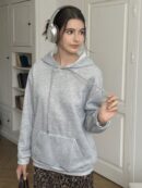 Buzo Oversize con Capucha y Estampado Geométrico & de Leopardo